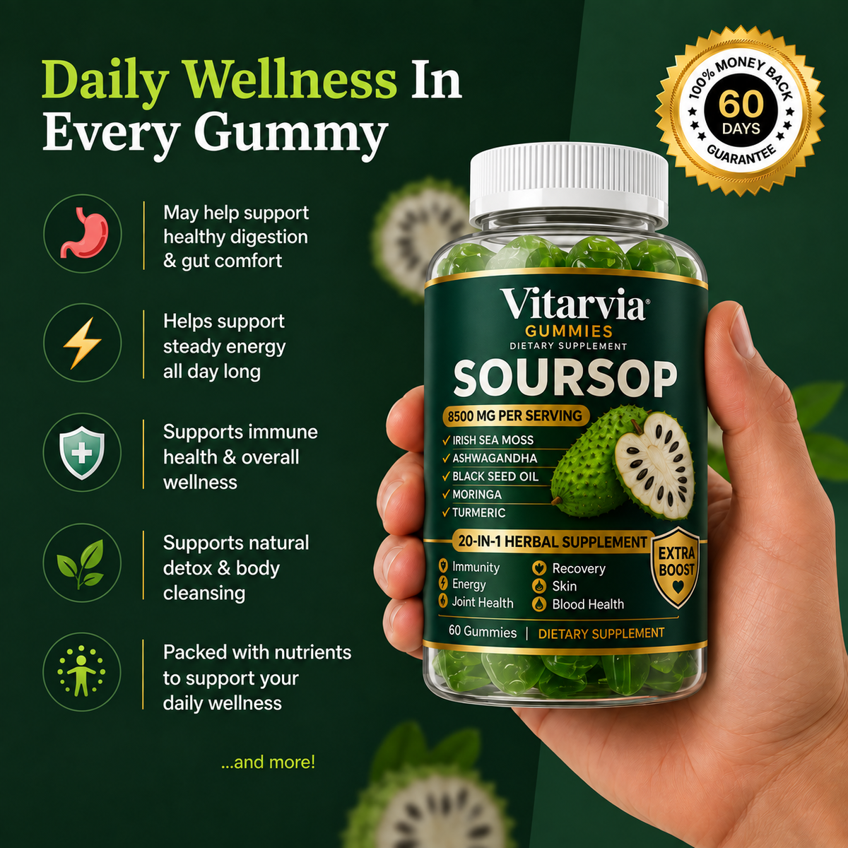 20-in-1 Soursop Herbal Gummies (8500mg)