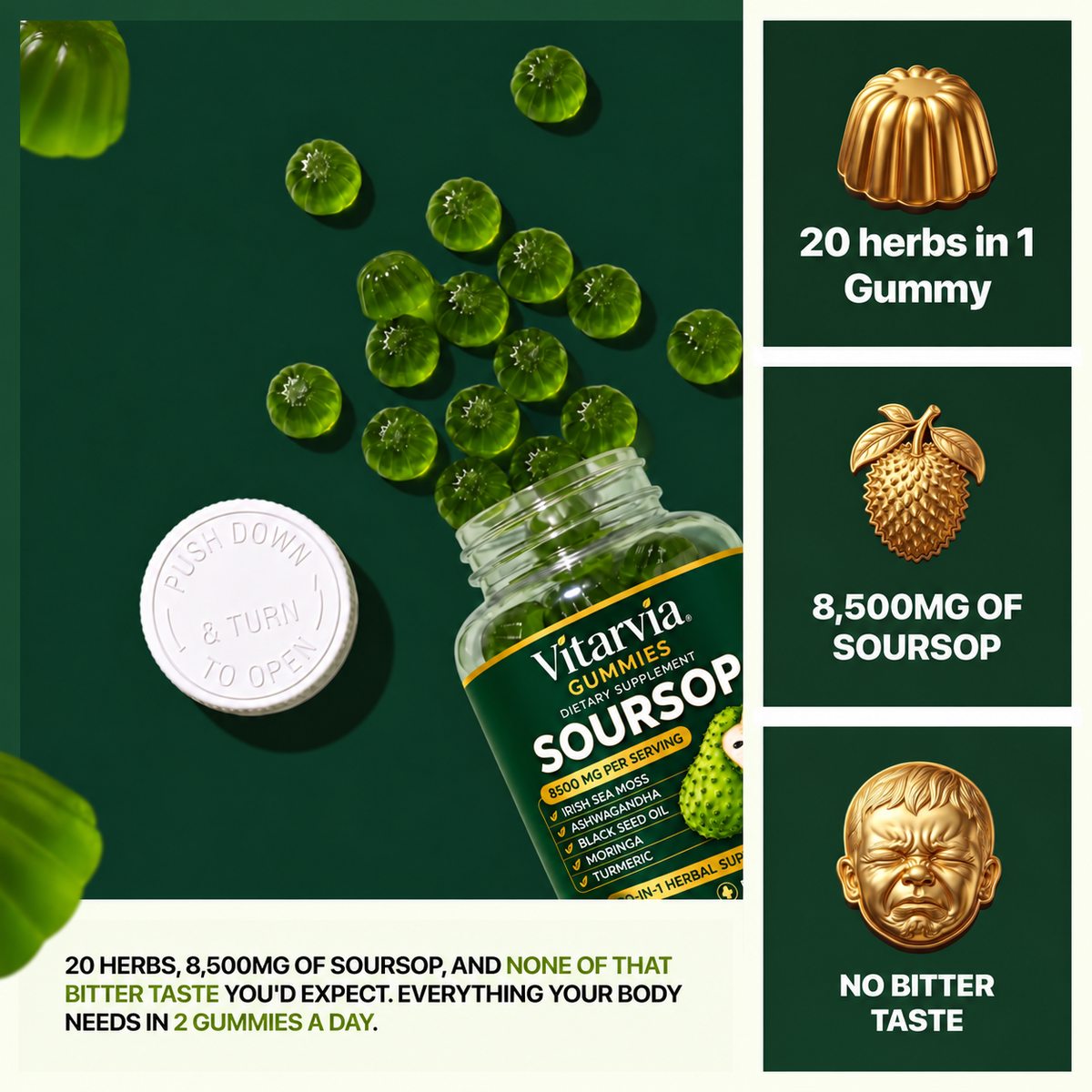 20-in-1 Soursop Herbal Gummies (8500mg)