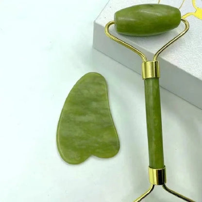 Double-End Gua Sha Jade Stone Roller Set